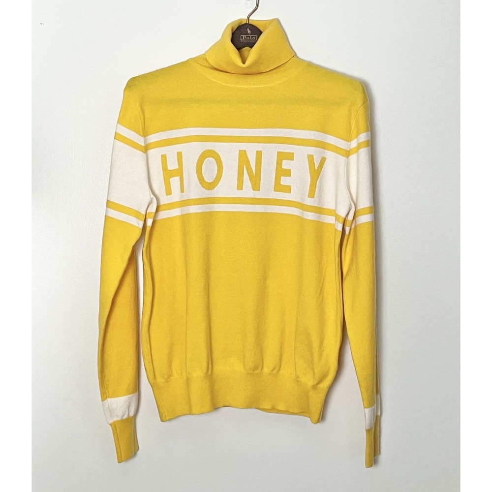 Bumble Honey Turtleneck Sweater Women's Large‎ Yellow Dating Promo Romance